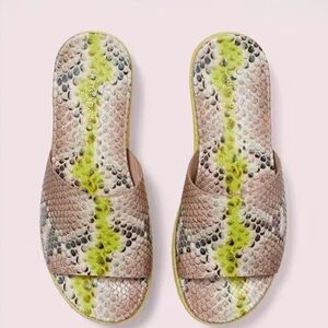 Kate Spade Zia Snakeskin Platform Slide in Lime
